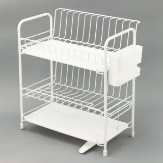 【NITORI 宜得利家居】雙層碗盤瀝水架 PP-2S WH(瀝水架 雙層)
