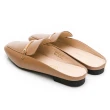 【GDC】真皮通勤經典韓系金釦穆勒拖鞋-棕色(124898-62)