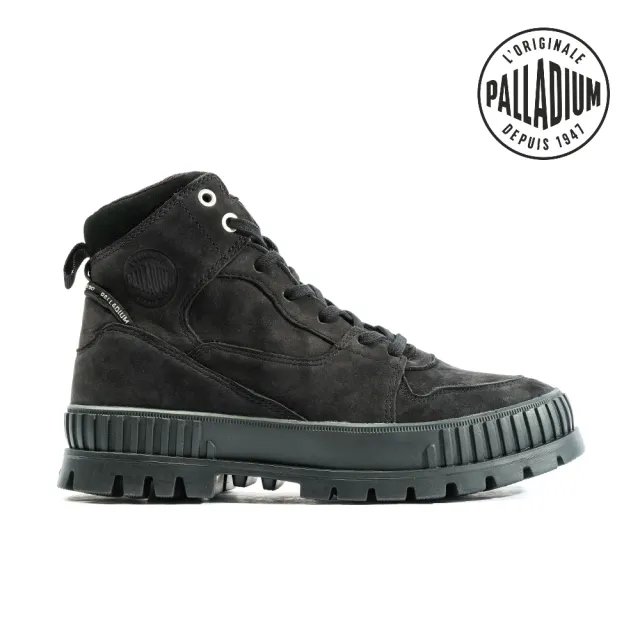 【Palladium】PALLASHOCK HI SNK厚底皮革巧克力鞋-女-黑(98357-001)