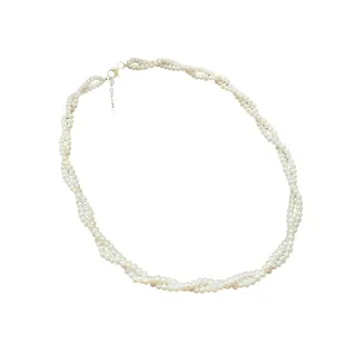 【Elegant 珍愛宣言】優雅清新雙串麻花天然小珍珠頸鍊(雙串麻花頸鍊 麻花珍珠頸鍊)