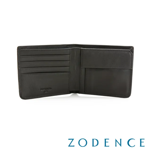 【ZODENCE 佐登司】SEAL進口牛皮4卡零錢袋短夾(深灰/男夾)