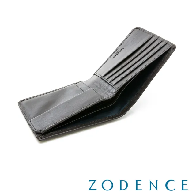 【ZODENCE 佐登司】SEAL進口牛皮4卡零錢袋短夾(深灰/男夾)