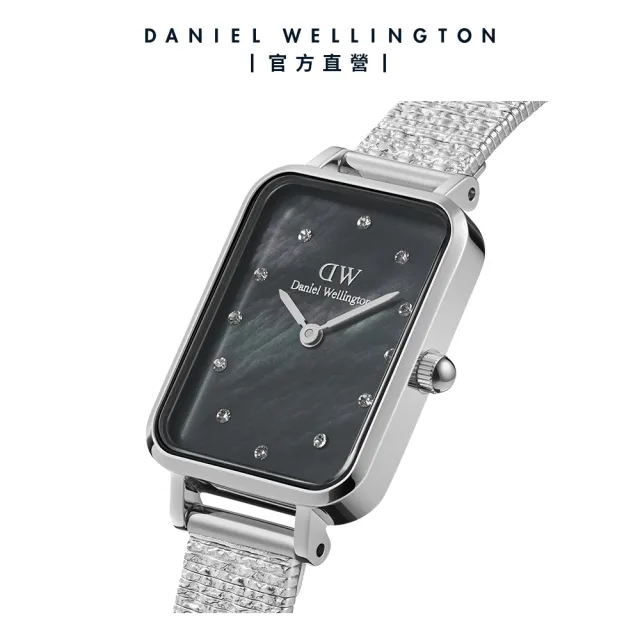 【Daniel Wellington】DW 手錶  Quadro Lumine 20X26-星辰系列貝母盤麥穗鋼琴方錶-星辰黑(三色 DW00100583)