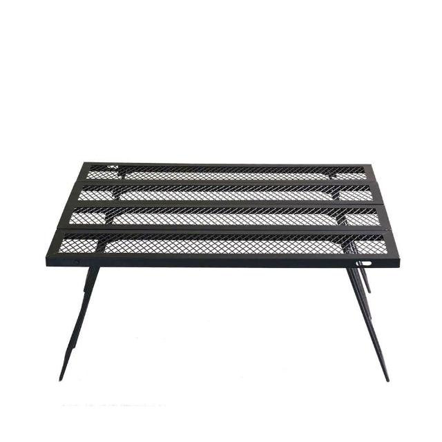 【Outdoorbase】多功能鋼網邊桌組-含收納袋-2入2組(露營摺疊網桌 置物網架桌組)