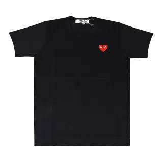 【川久保玲】COMME DES GARCONS PLAY川久保玲紅心刺繡LOGO圓領純棉短T恤(女裝/黑)