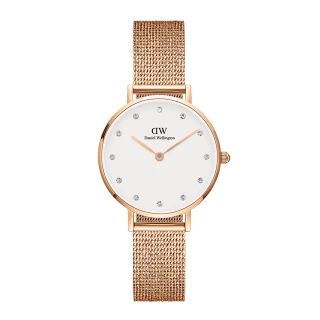 【Daniel Wellington】DW 手錶  Petite Lumine 28mm -星辰系列水晶麥穗編織錶-白錶盤(三色 DW00100604)