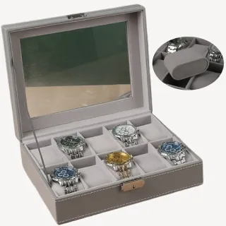 【錶家】皮革手錶收納盒-10格(收藏盒 展示盒 手錶盒 珠寶盒 首飾盒 保存盒 高檔)
