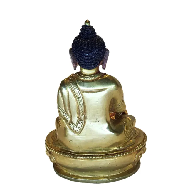 【十方佛教文物】不空成就佛銅鎏金尼泊爾小佛像10公分(平安吉祥)