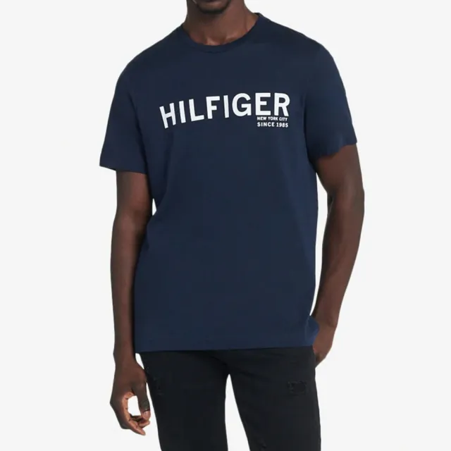 【Tommy Hilfiger】TOMMY 經典印刷文字圖案短袖T恤 上衣-深藍色(平輸品/短T)