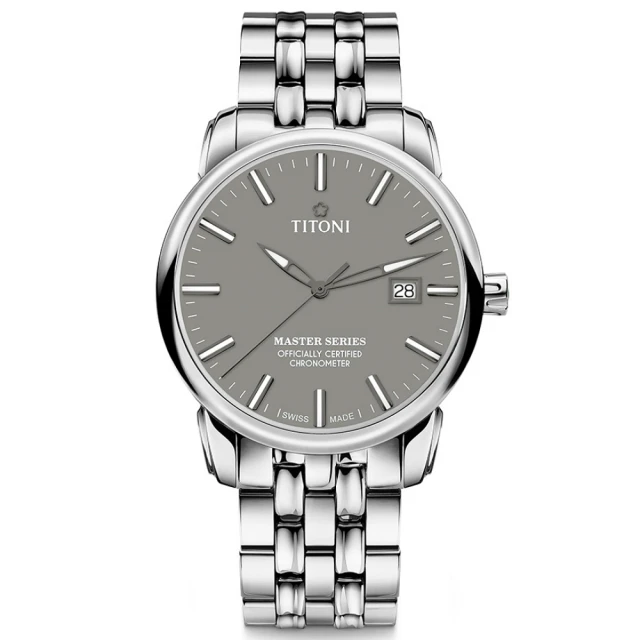 【TITONI 梅花錶】大師系列 瑞士天文台認證機械腕錶/質感灰41mm(83188 S-678)