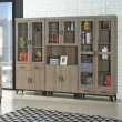 【唯熙傢俱】凱熙灰橡色2.7尺玻璃書櫃(書櫃 書櫥 玻璃書櫃 抽屜櫃 收納櫃 置物櫃)