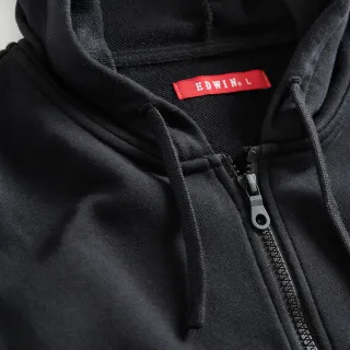 【EDWIN】男裝 網路獨家↘率性風格LOGO連帽拉T外套(黑色)