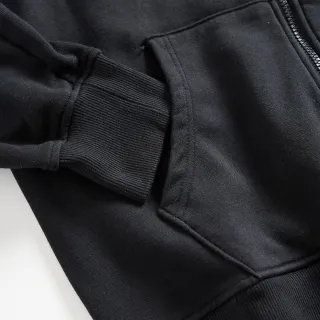 【EDWIN】男裝 網路獨家↘率性風格LOGO連帽拉T外套(黑色)