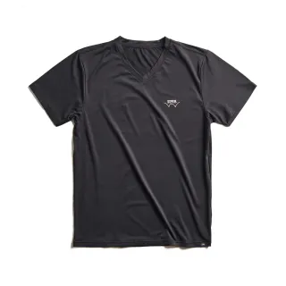 【EDWIN】男裝 涼感V領LOGO短袖T恤(黑色)