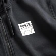 【EDWIN】男裝 網路獨家↘率性左袖LOGO連帽拉T外套(黑色)