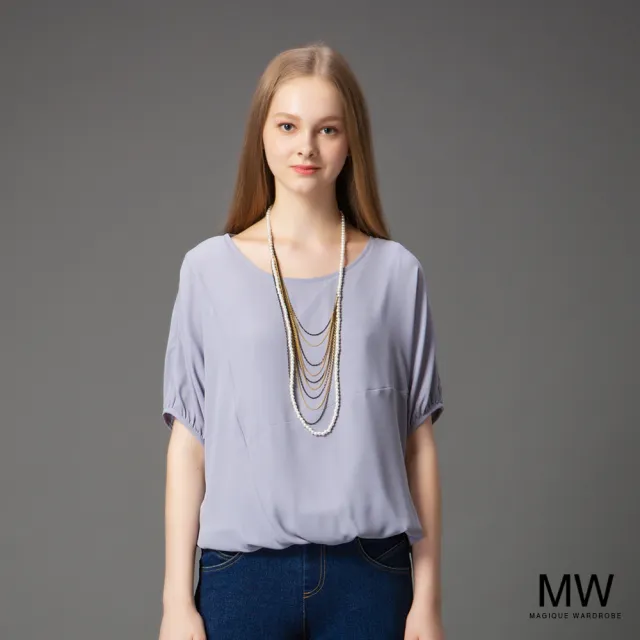 【MAGIQUE WARDROBE】圓領連袖上衣(中灰)