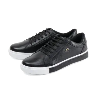 【PEGADA】荔枝紋平底簡約綁帶休閒鞋 黑色(210009-BL)