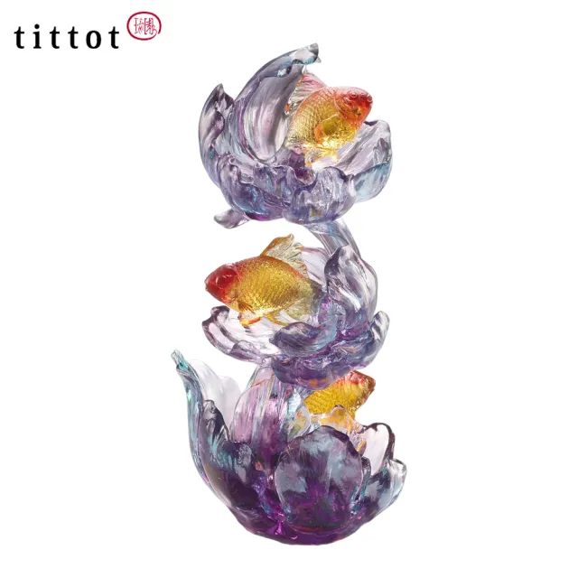 tittot 琉園】花開有餘(琉璃/藝術品/贈禮/送禮/擺飾/牡丹/金魚) - momo