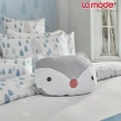【La mode】環保印染100%精梳棉兩用被床包組-狐狸夢森林+雪狐跳跳球兩用抱枕毯兩用抱枕毯(雙人)