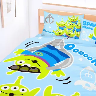 【享夢城堡】單人床包雙人涼被三件組(迪士尼玩具總動員 三眼怪太空娃娃機-藍)