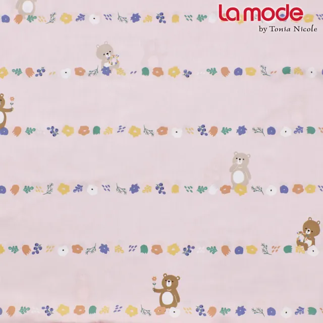 【La mode】環保印染100%精梳棉兩用被床包組-熊麻吉花園+熊麻吉兩用抱枕毯(雙人)