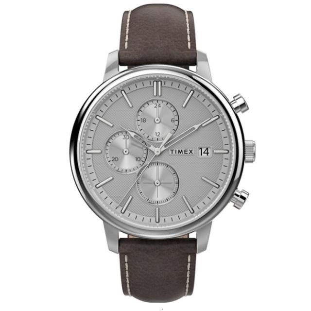 【TIMEX】天美時 風格系列 三眼雅仕手錶 銀 / 咖啡 TXTW2U38800