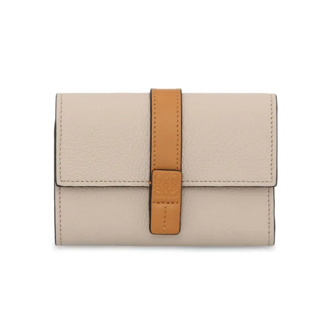 【LOEWE 羅威】Small Vertical 小款 荔枝皮 長夾 卡夾 皮夾 淺燕麥色 蜜糖色 C660S86X01