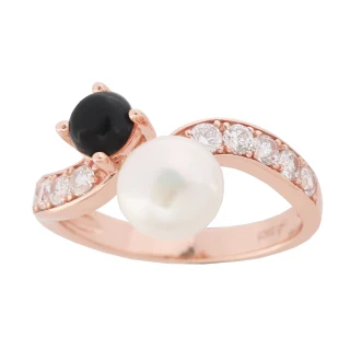 【Hommy Jewelry】Pure Pearl Bicolore 非黑即白黑瑪瑙珍珠戒指(珍珠)