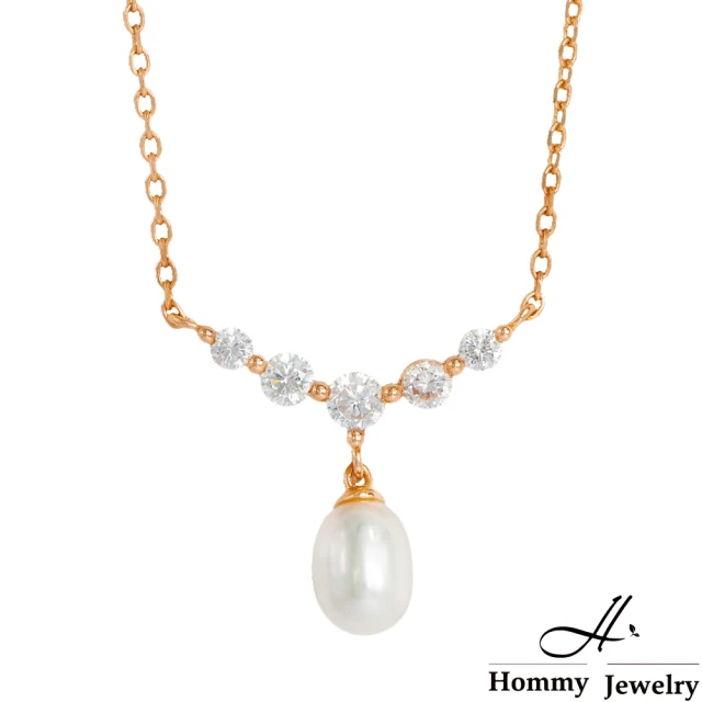 Hommy Jewelry Pure Pearl Rococo 經典V型珍珠垂墜項鍊(珍珠)