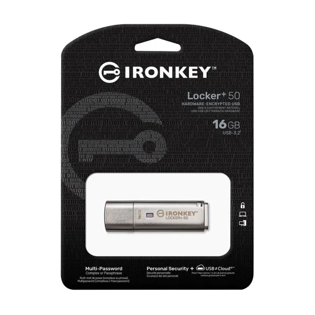 【Kingston 金士頓】16GB IronKey Locker+ 50 USB3.2 加密 隨身碟(平輸 IKLP50/16GB)