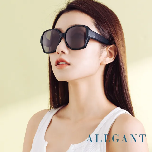 【ALEGANT】時尚英倫灰方框全罩式寶麗來偏光墨鏡/UV400太陽眼鏡/包覆套鏡(外掛式/包覆式/全罩式墨鏡)