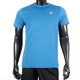 【asics 亞瑟士】男 短袖 上衣 T恤 運動 慢跑 訓練 路跑 反光 吸濕 快乾 亞瑟士 水藍(2011C820-400)