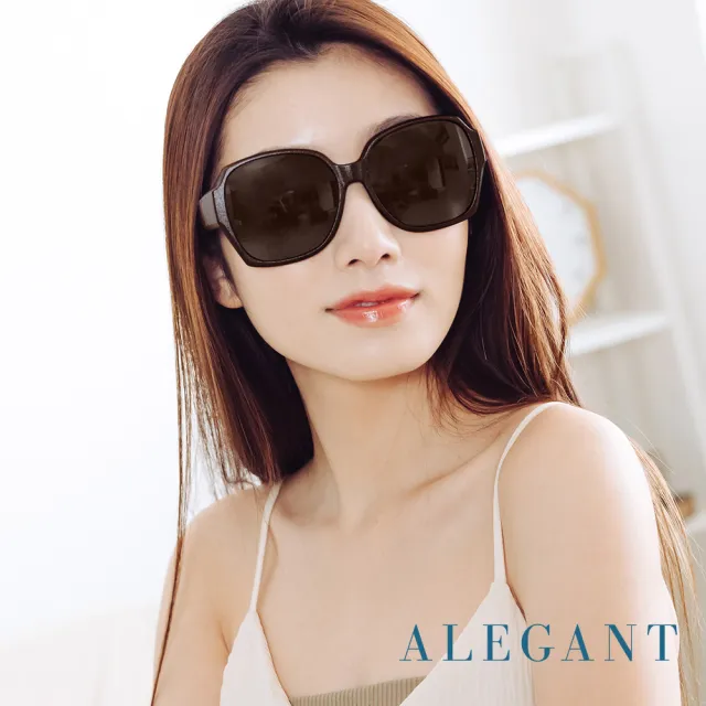 【ALEGANT】時尚希臘棕方框全罩式寶麗來偏光墨鏡/UV400太陽眼鏡/包覆套鏡(外掛式/包覆式/全罩式墨鏡)