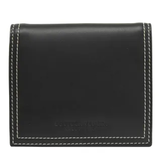 【BOTTEGA VENETA 寶緹嘉】簡式撞色小羊皮附活動隨身卡夾零錢短夾(黑/軍綠)