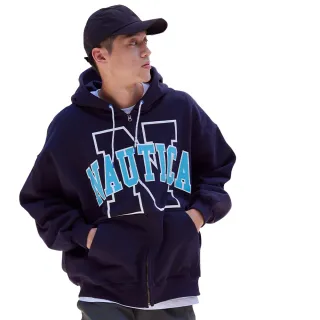【NAUTICA】韓國限定款-大LOGO潮流連帽外套(深藍)