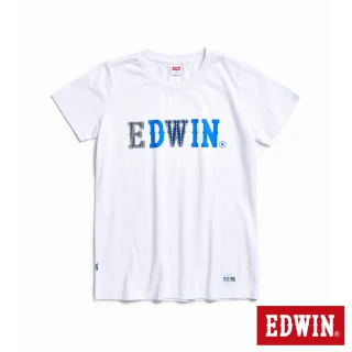 【EDWIN】女裝 再生系列 CORE回收布LOGO短袖T恤(白色)