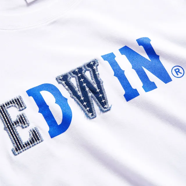 【EDWIN】男裝 再生系列 CORE回收布LOGO短袖T恤(白色)