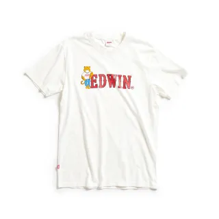 【EDWIN】男裝 復古福虎插畫印花短袖T恤(米白色)