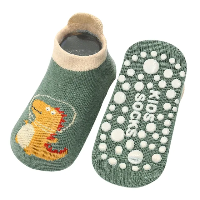 【JoyNa】3雙入-大後跟提耳寶寶襪 點膠防滑嬰兒襪 卡通印花童襪(滿版大點膠)