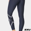 【2XU】女 中階高腰訓練壓縮長褲(午夜藍/白)