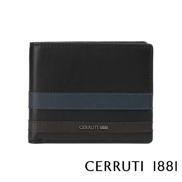【Cerruti 1881】義大利頂級小牛皮12卡短夾皮夾 CEPU05696M(黑色 贈原廠送禮提袋)