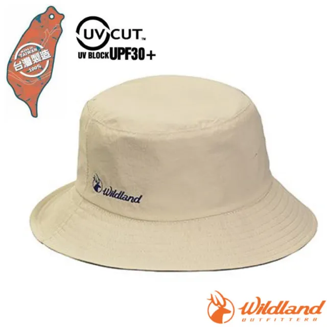 【Wildland 荒野】中性抗UV雙面漁夫帽.圓盤帽.防曬帽.遮陽帽(W1075-83 白卡其)