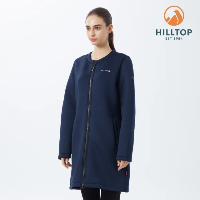 【Hilltop 山頂鳥】Breeze Pro Fleece 女款圓領長版保暖刷毛外套 PH21XF20 深藍