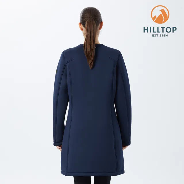 【Hilltop 山頂鳥】Breeze Pro Fleece 女款圓領長版保暖刷毛外套 PH21XF20 深藍