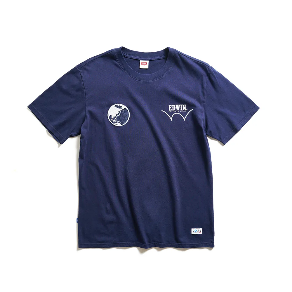 【EDWIN】男裝 CORE再生系列 地球LOGO短袖T恤(丈青色)