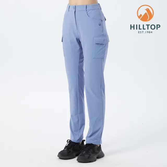 【Hilltop 山頂鳥】Portoroz Lightweight 女款超潑水戶外輕量彈性多口袋長褲 PH31XFN7 藍
