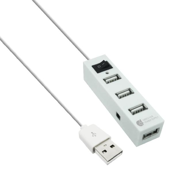 【KTNET】綠尖兵 4埠 USB2.0 HUB 集線器(白色/高速/多孔一開關)