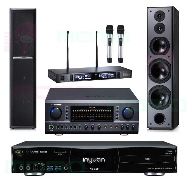 【音圓】N2-350+TDF P-650+TEV TR-9100+TDF M6(4TB伴唱機+綜合擴大機+無線麥克風+家庭劇院落地型喇叭)