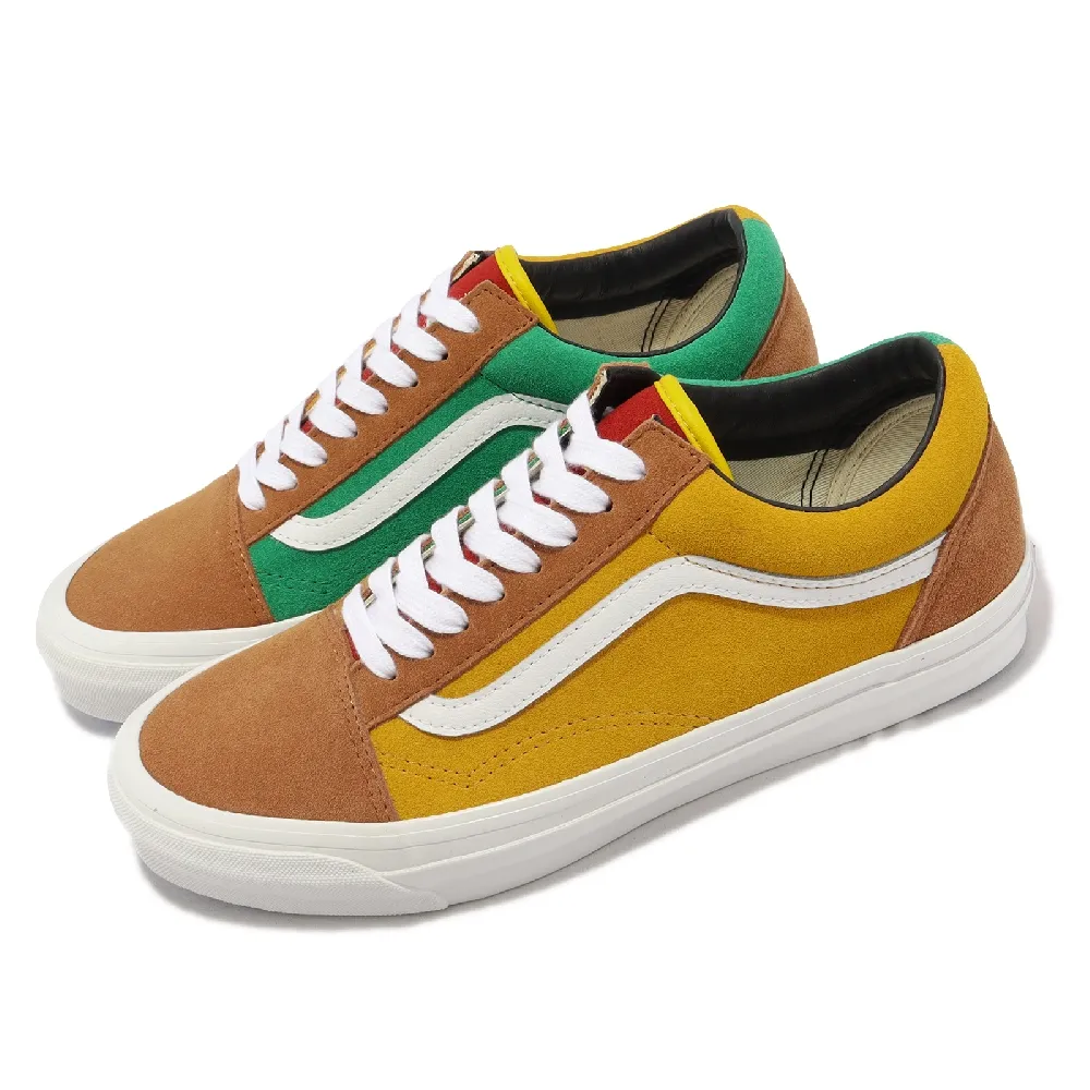 【VANS】休閒鞋 OG Old Skool LX Vault 男鞋 女鞋 棕 咖哩黃 綠 撞色 低筒 拼接(VN0A4P3XB5X)