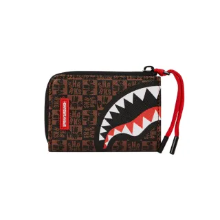 【SPRAYGROUND】FRENZY SHARKS 復古方格鯊魚短夾/零錢包(棕色)